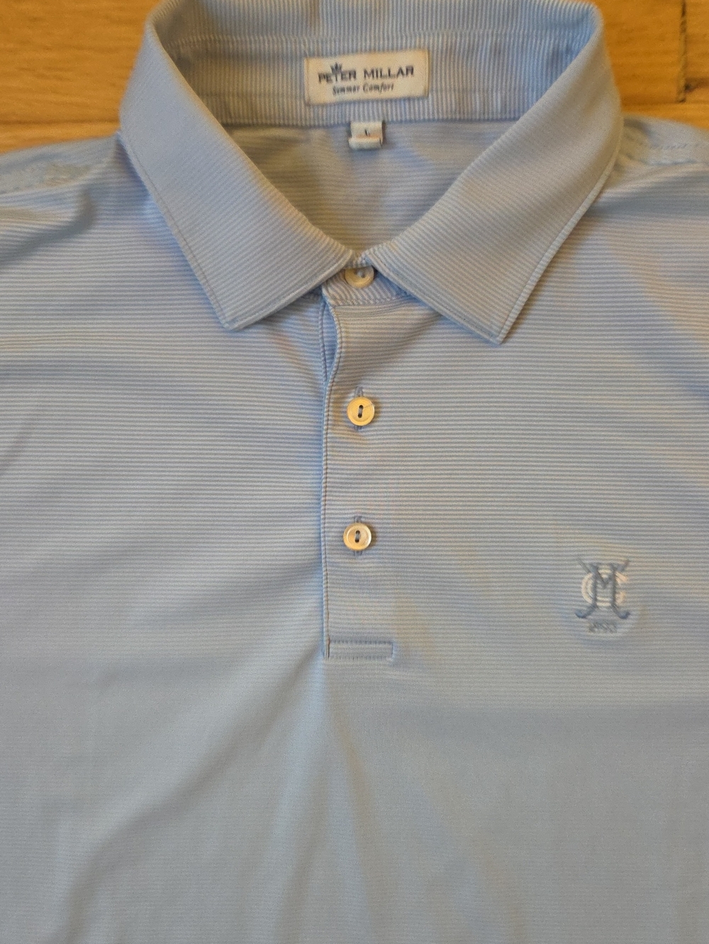 Peter Millar Montclair Golf Club 1893 Performance Polo Blue Stripe Men Large